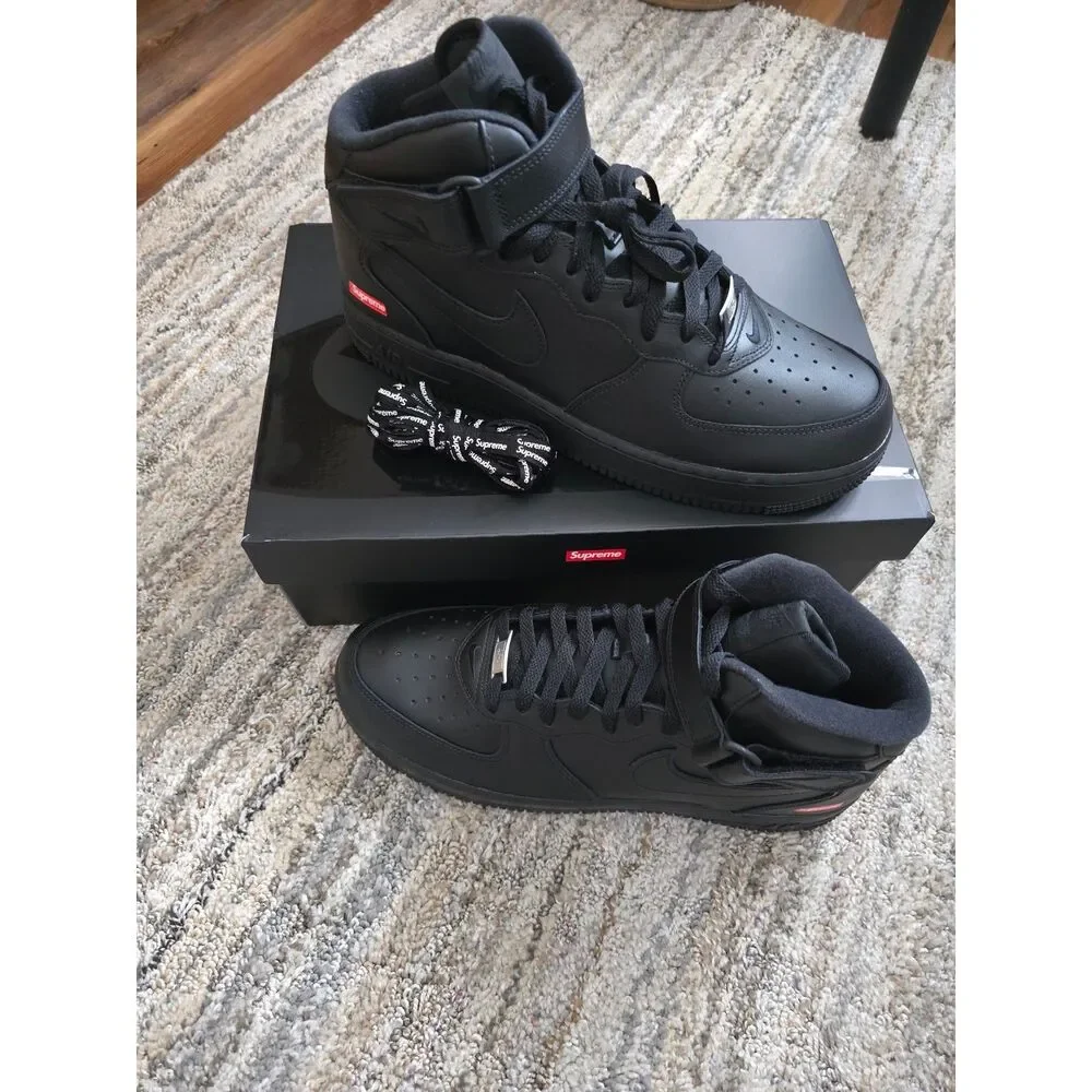 Supreme Air Force 1 Mid Black Mini Box Logo Sneakers Mens 11 NWT DS OG